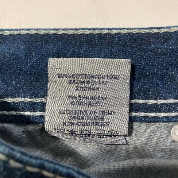 SILVER JEANS CO Sz 38 x 37 Suki 17” Distressed Thick Stitch 9.5” Rise Jeans - Picture 10 of 15